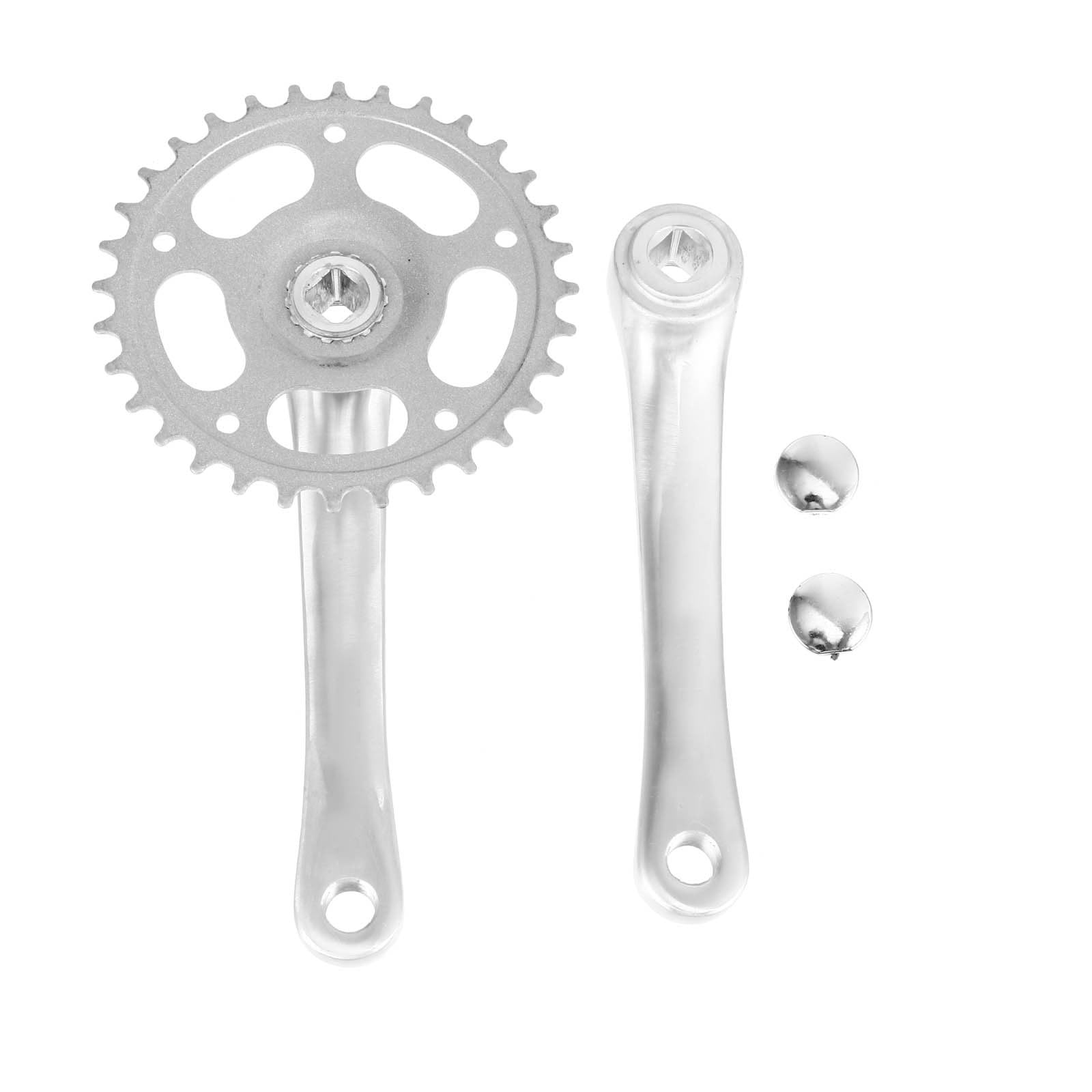 iplusmile Pédalier de VTT Simple Vitesse en Alliage D'aluminium Argenté 32t Manivelle Modérée, Résistant à l'usure, pour Vélo Single Speed et VTT