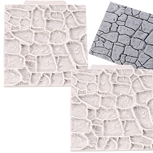 DUBENS Lot de 2 moules en silicone pour pavés, mur de brique, pour la pâtisserie, la décoration de gâteaux, les outils de décoration