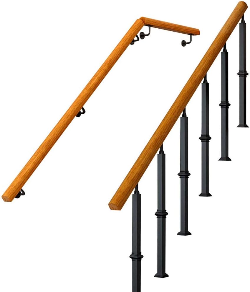 LhhWooden Stair Handrail Banister Kit，Railing Stair Rail with Wall-Mount Holders for Indoor Outdoor Villa Hotel Garden Use，6cm Diameter (Size : 6m(19.7ft))