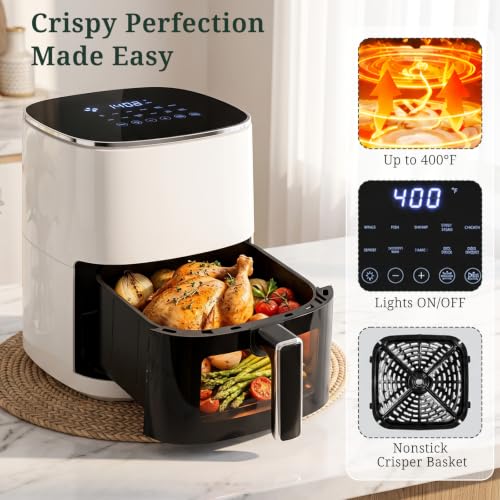 Image of Air Fryer, 6QT Airfryer with Viewing Window, 12-in-1 Digital Air Fryer Oven, 400F Fast Heating, Nonstick & Dishwasher Safe Square Basket, Air Fry, Roast, Bake, Reheat, Dehydrate for Family Meals