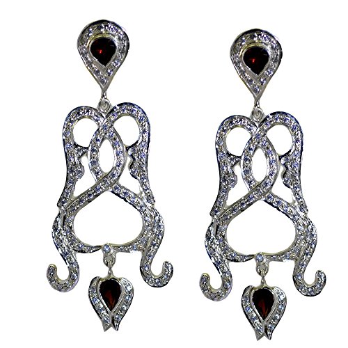 Grenat naturel boucles d'oreilles argent poire fait main idée cadeau idéal
