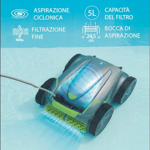 Zodiac Vortex 4WD Gv 5220 Pulitore Automatico Per Piscine Fino A 12 X 6 M, Pareti E Linea Di Galleggiamento, Con Cavo Da 18 M E Carrello - 3