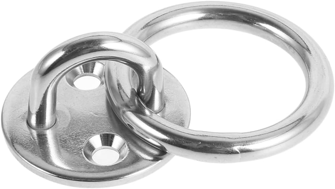 Stainless Steel Eye Plate Hook with Ring Heavy Duty Anchor Hooks for Boat Ceiling and Hammock Quick Installation Durable Stainless Steel for Outdoor Use