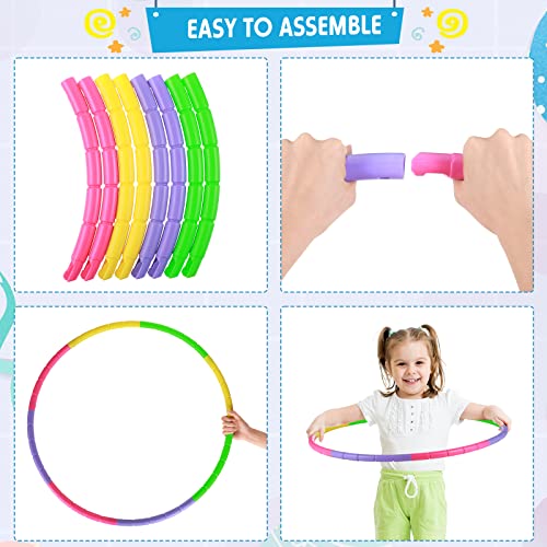 8 Pack Exercise Hoop For Boys Girls Adjustable Detachable Length Toy Color Plastic Hoop For Fitness Sport Playing Gymnastics Adults Party Games Pet Training Equipment #TOP4
