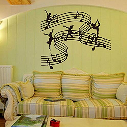 Stave Music Dance Girl Vinilo Tatuajes De Pared Pegatinas Decoración Para El Hogar Escuela De Música Diy Art Mural Wallpaper 60X25 Cm