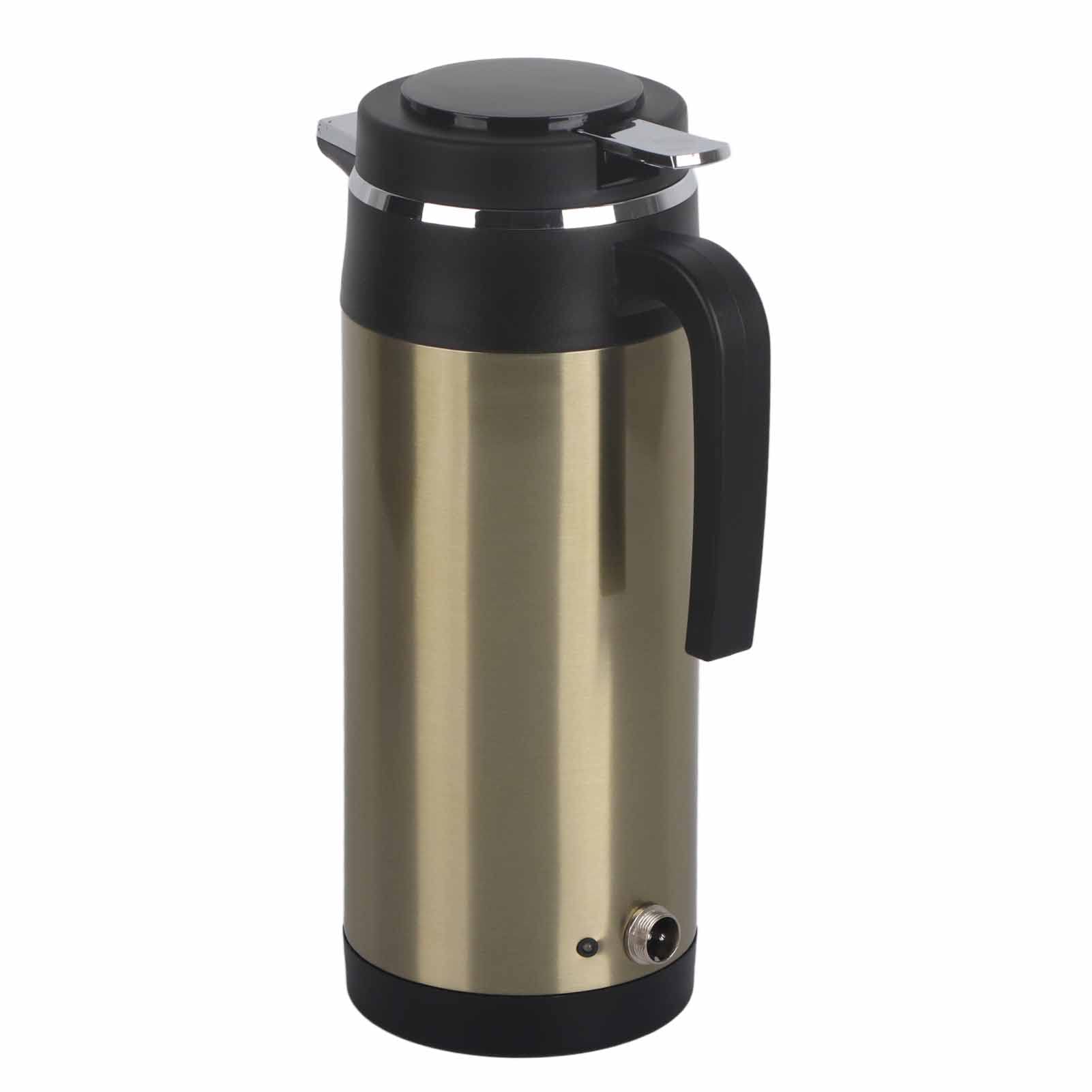 Termos eléctricos, 1200ML 12V / 24V Hervidor eléctrico de acero inoxidable en el coche Termos de viaje Botella de agua de calefacción(Plata) for termo cafe electrico,hervidor de agua para camion,calen
