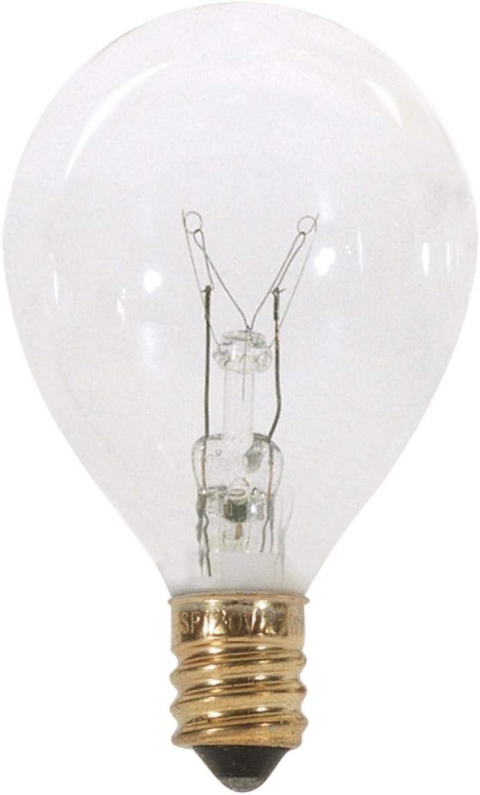 Satco 10G12 1/2 Incandescent Globe Light, 10W E12 G12 1/2 Pear, Clear Bulb [Pack of 24]