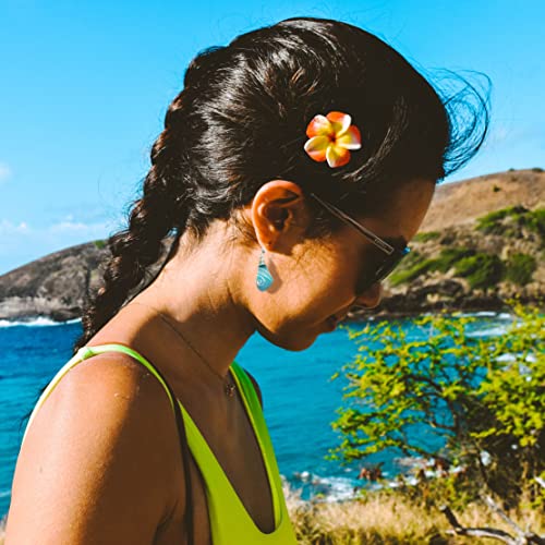 Yinahawaii Handmade Sea Glass Earrings, Hawaiian Jewelry Handmade Earrings, Wire Turquoise Earrings Blue Earrings, Seaglass Jewelry For Women Birthday Gift For Women (December Birthstone Jewelry) #TOP6