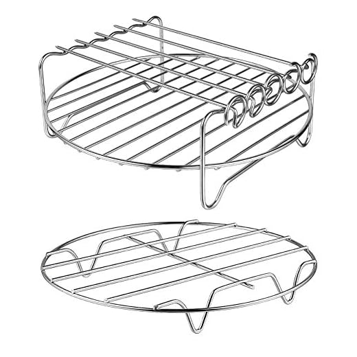 MFTEK XL Air Fryer Accessories-Air Fryer Rack Set of 2, Multi-purpose Double Layer Rack with Skewer, Compatible with XL Power Airfryer Philips