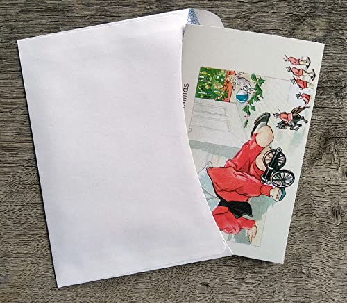 Image of PIXILUV CHRISTMAS CHILDREN (Pack of 12) Notecards Small Greeting Cards # Children on Christmas Evening and Morning ~ Vintage Christmas Postcards Reprint
