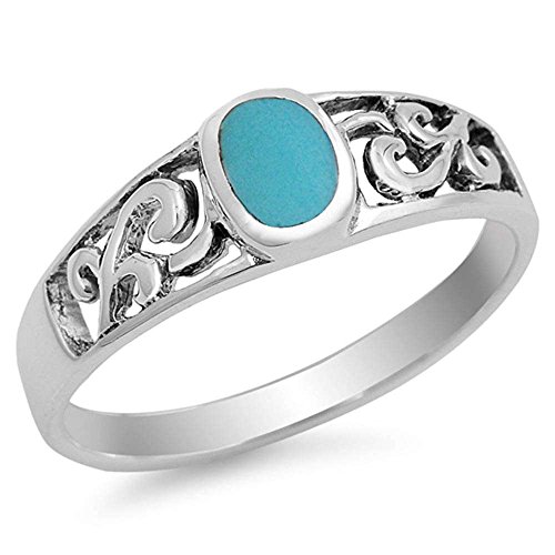 Oxford Diamond Co Oval Celtic Turquoise .925 Sterling Silver Ring Size 10