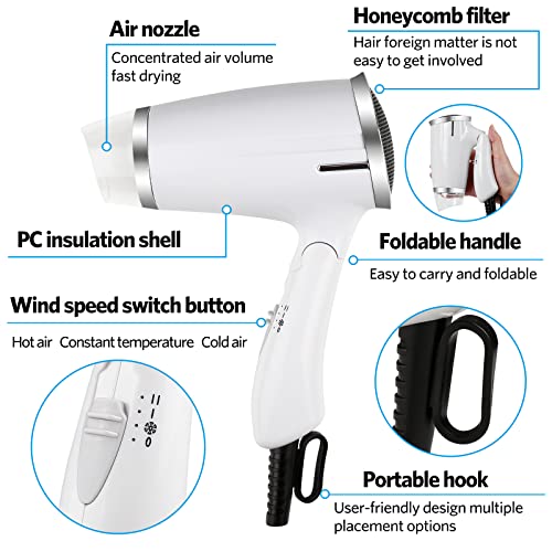 Compact Travel Blow Dryer Mini Hair Dryer Worldwide Travel Hair Dryer With Folding Handle Foldable Blow Dryer With Nagative Ionic #TOP2