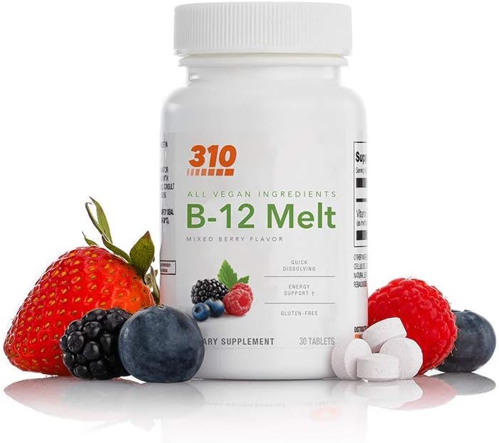 B12 Sublingual Vitamin by 310 Nutrition | 1000 mcg (30 ct) Fast Dissolving B 12 Supplement for Quicker Absorption and Rapid Delivery | Helps Support Mental Clarity and Acuity