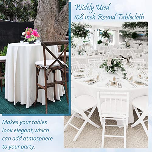 fani 6 Pack 108 Inch Round Tablecloth, White Polyester Fabric Table Cloth for Round Table, Stain and Wrinkle Washable Table Cover for Wedding Party Dining Table Buffet Banquet Restaurant and Camping by fani - Image 6