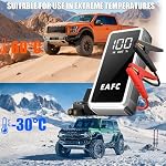 12000mAh Pack d'alimentation de démarrage de saut de voiture, 12V Booster portable de batterie d'urgence jusqu'à 10L Gaz / 6L Moteurs Diesel, Câbles de Jumper Smart, LCD Affichage, LED Lampe de poche, USB Charger EVA étui