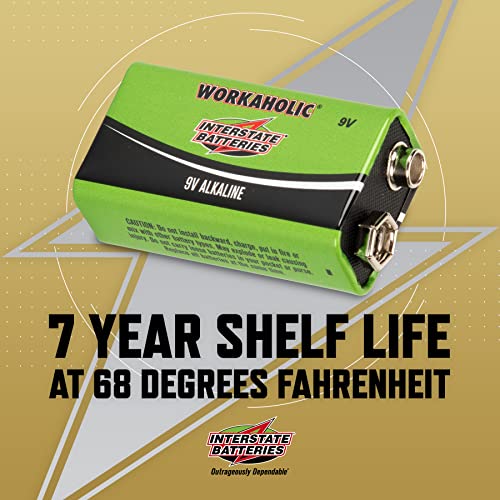 Interstate Batteries 9 Volt Alkaline Battery (12 Pack) All-Purpose 9V High Performance Batteries - Workaholic (Dry0196) #TOP3