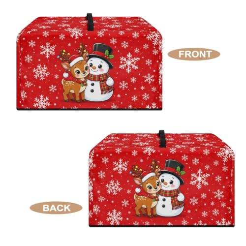 Image of Microwave Oven Cover Small Appliance Dust Cover Protective Toaster Oven Protector for Kitchen Christmas Party Decor, L, Snowman Reindeer Snowflake Red