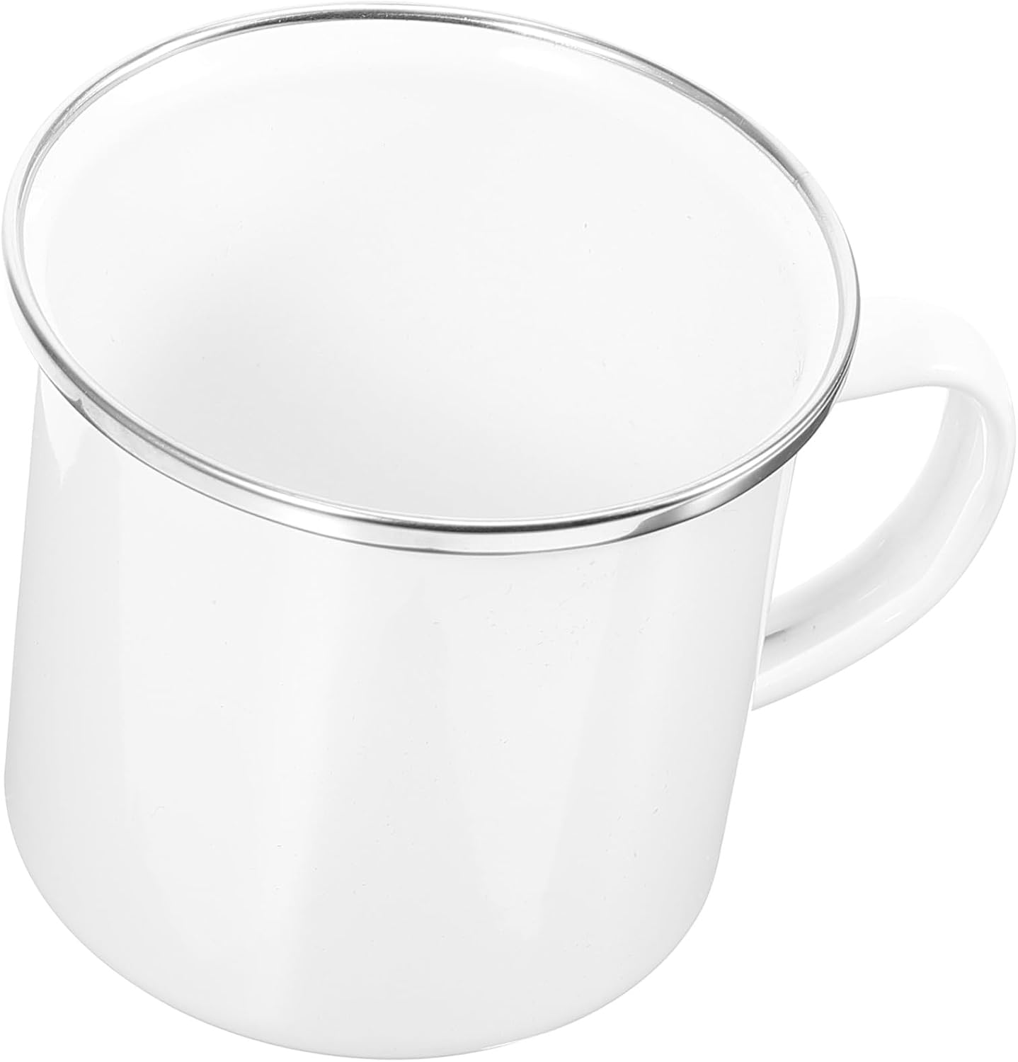 Enamel Camping Mug with Metallic Rim 350ml Lightweight Portable Campfire Coffee Cup for Outdoor Hiking and Travel