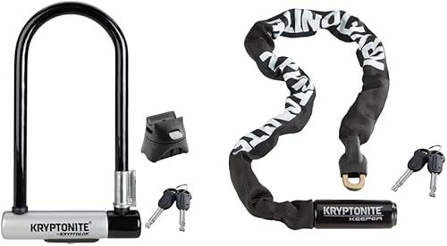 Kryptonite Kryptolok - Cerradura en U estándar para bicicleta, antirrobo de alta resistencia, bloqueo en U y Keeper 785 integrado para bicicleta,