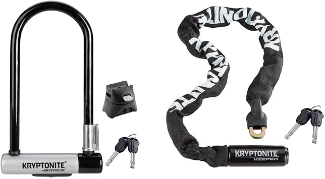 Kryptonite Bike Lock Bundle with U-Lock, Chain Lock and Mounting Bracket