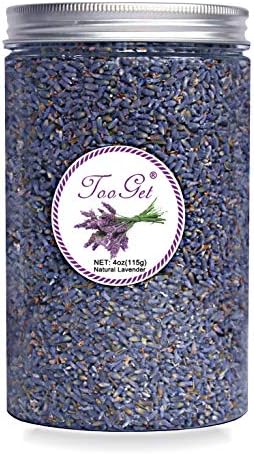 TooGet Culinary Dried Lavender Buds, 100% Raw Highland Grow Lavender Flowers, Ultra Blue Premium Grade Lavender with Food Grade PET Plastic Bottle (4 OZ)