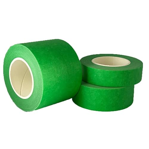 Greeen Painters - Cinta adhesiva de 2 pulgadas, 1 pulgada y 34 pulgadas de ancho, cinta adhesiva verde de varios tamaños, 3 rollos x 22 yardas,