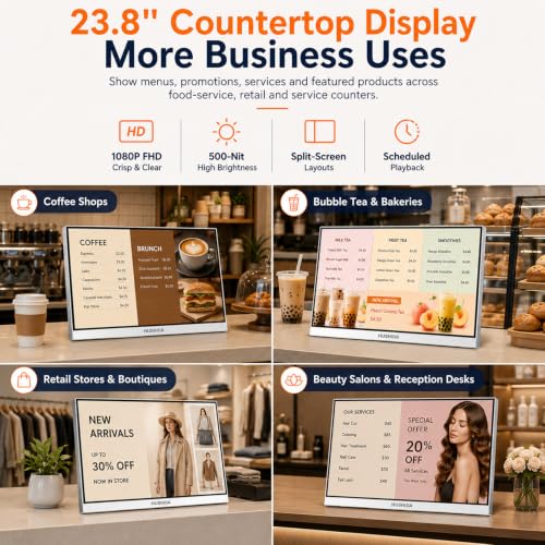 MASTLOUFUL Menu Board de comptoir 23,8 Pouces, écran IPS Full HD 500 CD/m² – vue 2