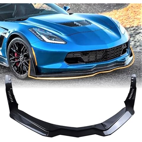 NOPOCA Front Bumper Lip Fit for Chevy Corvette C7 Z06 & Grand Sport 2015-2019 Splitter Spoiler Diffuser Guard Wing Body Kit Air Dam Corvette C7 Accessories #22922352 (Glossy Carbon Fiber) Cover