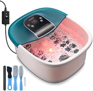 RENPHO Foot Spa Bath Massager with Heat, GFCI Plug Foot Bath with Pedicure Kit, Bubble and Vibration Foot Spa Shiatsu Massager with Temperature Control & 22 Removable Rollers for Relax Feet and Muscle