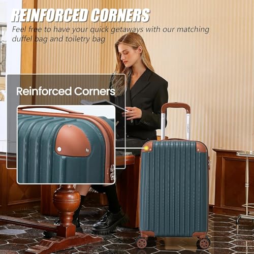 Image of Cosbarn Carry On Luggage Sets 3 Piece, 20 Inch Luggage 22x14x9 Airline Approved with Wheels and TSA Lock, ABS Lightweight Hardshell Travel Suitcase Set with Duffel Bag Travel Bag for Men Women