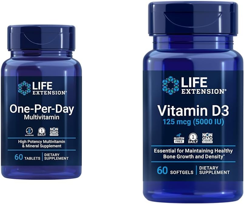 One-Per-Day Multivitamin – Packed with Over 25 Vitamins, Minerals & Plant Extracts & Vitamin D3 125 mcg (5000 IU), Bone Health, Brain Performance, Immune System Support