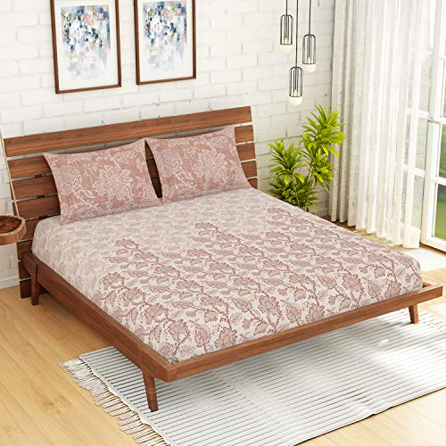 Image of Spaces Atrium 144 TC 100% Cotton King Size Double Bedsheet with 2 Pillow Covers ( 108 inch X 108 inch Inches) - TAV, brown, large (ATR-3)