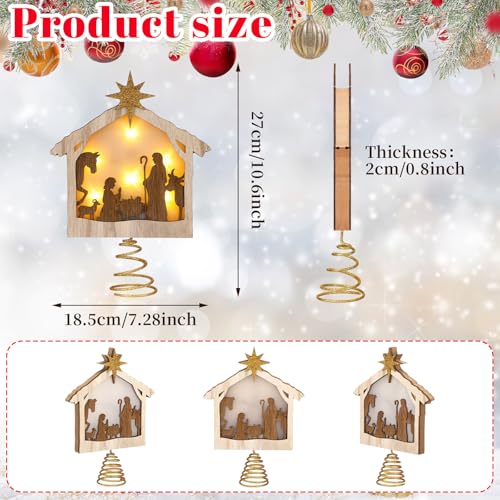 Decoración para árbol de Navidad de madera Craftsatin con luz LED cálida para mesa 3