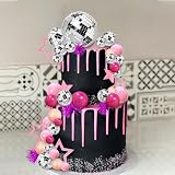 Picture of Pink Disco Ball Cake Topper Mirror Balls Cake Decorations with Pink Stars Cake Topper for 70s 80s Disco Dance Saturday Night Fever Birthday Supplies