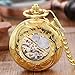 Tiong Golden Classic Gear Hollow Design, Vintage and Fashionable, Featuring Arabic Numeral Vintage Dial Mechanical Pocket Watch