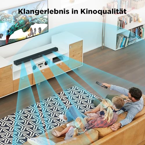 GarageRock Soundbar für TV Geräte, Teilbare 2-in-1 TV Soundbr mit Automatischer Lautstärkeanpassung, Stereo TV Lautsprecher mit 3 EQ-Modi, Bluetooth 5.3, ARC/Opt/AUX, Soundbar für Fernseher/PC/Beamer - 2