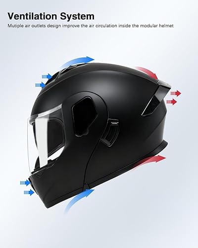 Miniatura 4 de Casco de motocicleta, modular de cara completa abatible para adultos jóvenes y jóvenes, casco modular para motocross, ATV, moto de carreras de