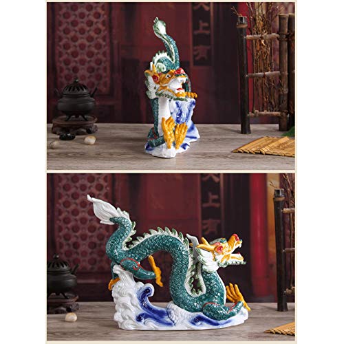 Feng Shui Statues Dragon Statue Zodiac Feng Shui Lucky Decoration Ceramic Crafts Home Living Room Office Decoration Attracting Wealth Gift Wealth Prosperity Statue Fengshui Decor ( Color : White ) #TOP4