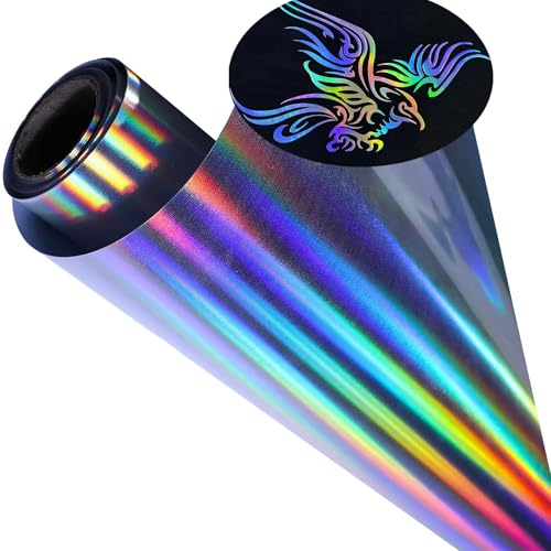 Image of Holographic HTV Vinyl Rainbow Heat Transfer Vinyl Holographic HTV Vinyl Rolls Pack 10 Inch x 7 Feet Iron on Vinyl for Cricut T-Shirts DIY Design, Silhouette Cameo & Heat Press Machine