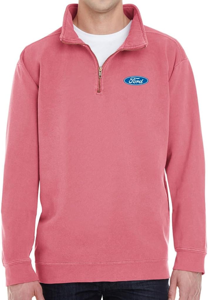 Men's Ford Oval Logo Emblem Quarter-Zip Soft-Washed Sweatshirt