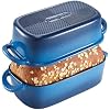 HONGBAKE Everline Collection 2 in 1 Enameled Cast Iron Loaf Pan with Lid, 9x5 Bread Pans for Baking Homemade Sourdough, Nonstick Large Banana Baking Tins, Even Heating Bread Dutch Oven, Blue