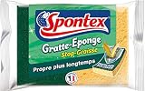 Spontex - Gratte-Eponge Stop-Graisse - 2 éponges grattantes vertes protection anti-graisse