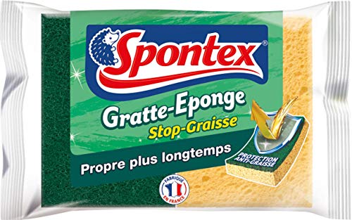 - Stop-Grease Sponge Scraper - 2 个绿色防油保护海绵