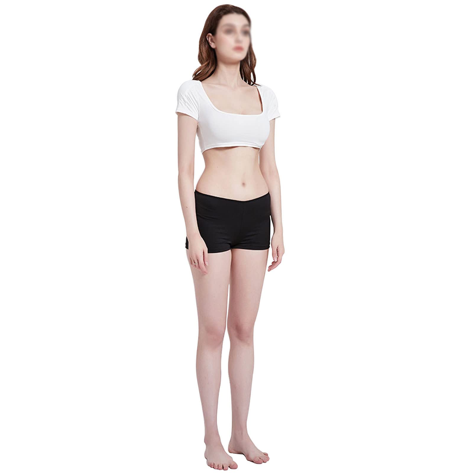 SNPP Magliette Sexy Casual a Maniche Corte Push-up 2 in 1 con Spallina incorporata,White-L