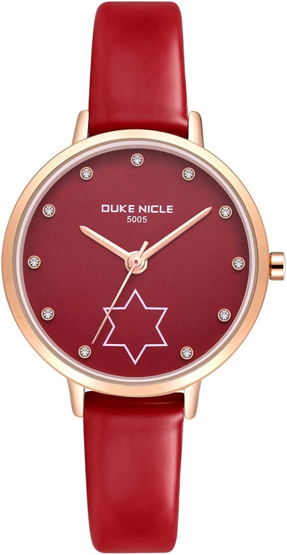 Womens Fashion Watch,Ladies Elegant Waterproof Quartz Rose Gold Case Roman Numeral Casual Wrist Watches for Woman (Red)