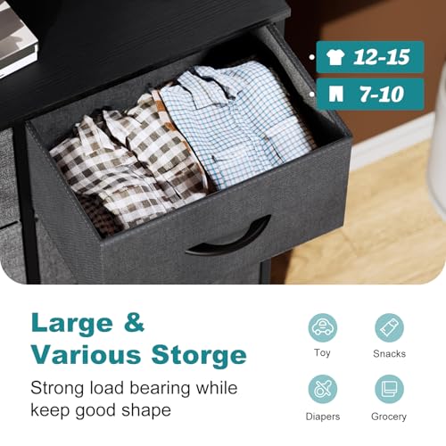 Image of OLIXIS 8 Drawer Storage Dresser with Wood Top - Wide Fabric Chest Organizer for Bedroom, Closet, Living Room,Tower Cabinet, TV Stand, Hallway Entryway Furniture,Grey