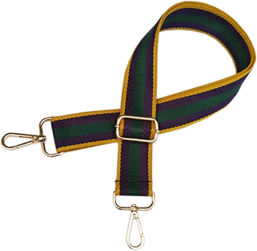 ACVIP Adjustable Wide Shoulder Strap Replacement Multicolor Stripe Crossbody Straps for Handbags Purse (Yellow&Green)