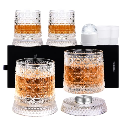 Image of hoforife Spinning Whiskey Glasses Set 4 Pack & 270 ML