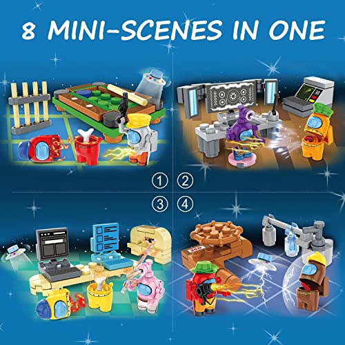 Among Game Us 8-In-1 Building Set With 16 Mini-Figures Includes Instruction & Box #TOP2