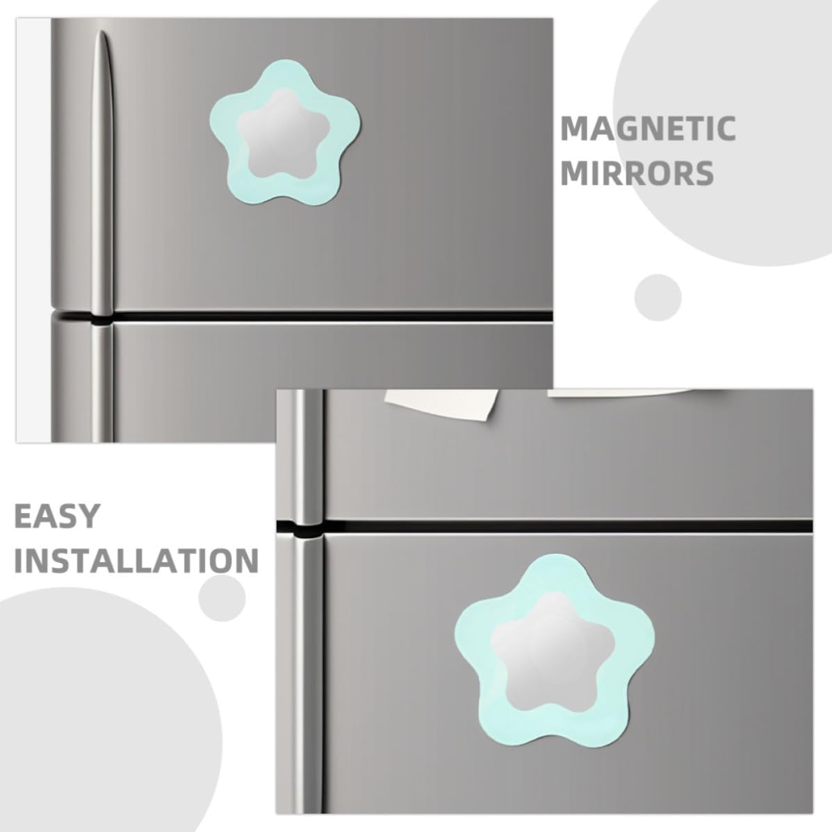 TEHAUX Star Shaped Magnetic Locker Mirror Set, 2pcs Acrylic Silver